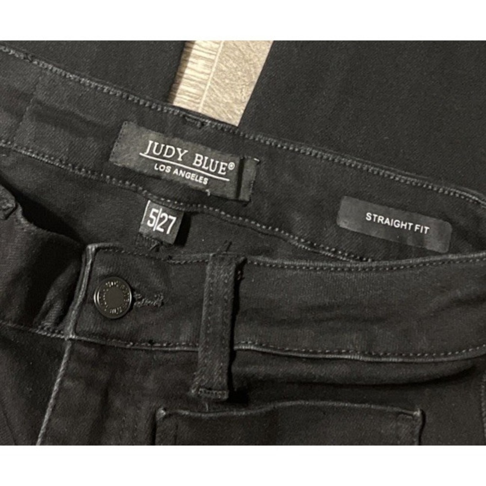 Judy Blue High Waisted Patch Pocket Straight Leg Black Jeans SZ 5/27 (27x33) - Picture 3 of 10